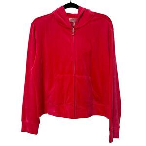 Juicy Couture Long Sleeve Full Zip Hoodie Track Jacket Hot Pink Size 1X NWT